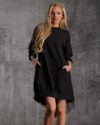 Diamond Dress With Tulle, Black Color