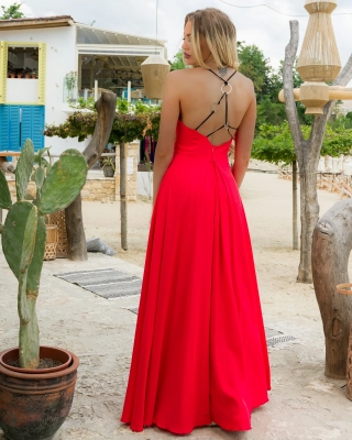 Attitude Maxi Dress, Coral Color