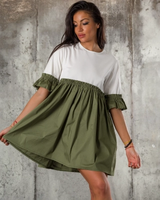 Keep It Cool Dress, White/Military Color