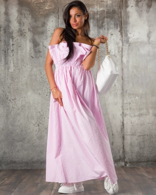 On File Dress, Pink Striped