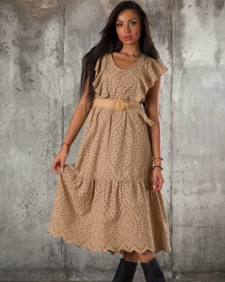 Summer Mode Dress, Taupe Color