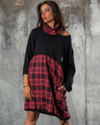 Erin Dress, Black/Red Color