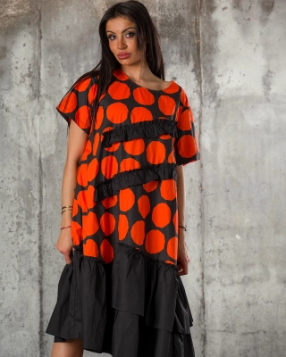 Keep It Real Dress, Black Color (W/ Orange)
