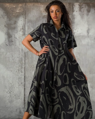 Monique Dress, Black/Military Color