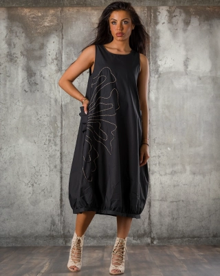 Floral Philosophy Dress, Black Color