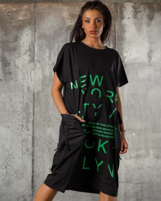 Big Apple Dress, Black/Green Color