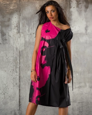 Gloria Dress, Black/Fuchsia Color