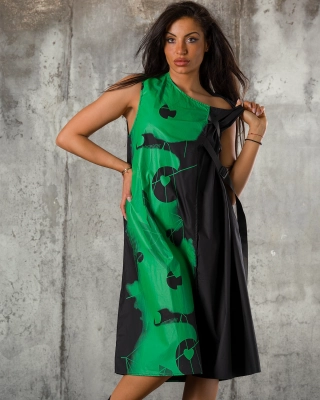 Gloria Dress, Black/Green Color