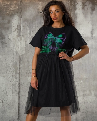 Color Bow Dress, Black Color