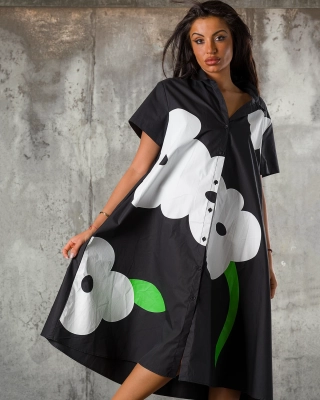 White Flowers Dress, Black Color