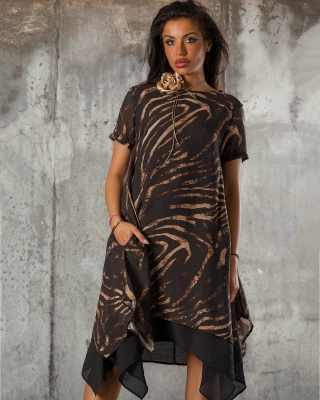 Season Dress, Black/Beige Color