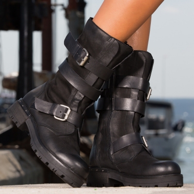 Nebula Buckle boots, Black Color