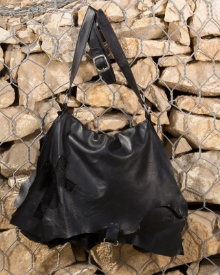 Edition Handmade crossbody bag with lace accent, Black Color