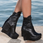 Melodie Leather platform boots, Black Color