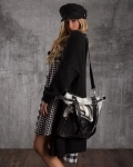 This Fire Burns Leather Bag With Studs, White Color
