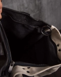 Jenna Leather And Linen Bag, Black Color