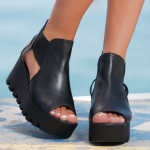 Florence Cut-out platform shoes , Black Color
