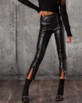 Attraction Faux Leather Leggings, Black Color
