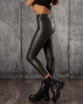 On Point Faux Leather Leggings, Green Color