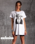 Malena T-Shirt with Chain Accent, White Color