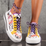 Spectacle Graphic Sneakers, White Color
