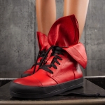Olenna Leather Sneakers, Red Color
