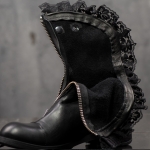 Allure Lace trim leather boots, Black Color