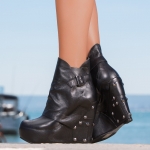 Andromeda Wedge platform shoes, Black Color