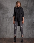 Olympia Asymmetric Shirt, Black Color