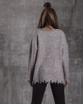 Loyal Distressed Hem Sweater, Grey Color