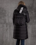 Famous Long Jacket With Backpack Effect, Black Color
