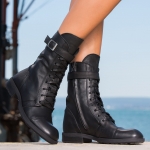 Gravity Leather lace up boots, Black Color