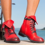 Freya Lace up ankle boots, Red Color
