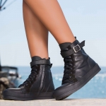 Infusion High top leather sneakers, Black Color