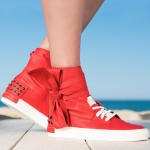 Phoenix Studded High Top Sneakers, Red Color