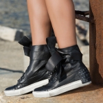 Phoenix Studded High Top Sneakers, Black Color