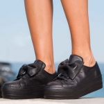 Clover Leather flatform sneakers, Black Color