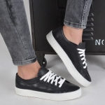 Fashion and Chill Leather Sneakers, Black Color