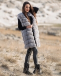 Grandioso Long Fur Vest, Black Color