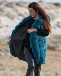 Grandioso Long Fur Vest, Blue Color