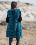 Grandioso Long Fur Vest, Blue Color