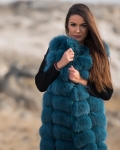 Grandioso Long Fur Vest, Black Color