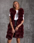 Grandioso Long Fur Vest, Red Color