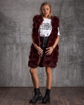 Grandioso Long Fur Vest, Red Color