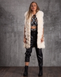 Grandioso Long Fur Vest, Grey Color