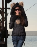 Snow Pom Pom Quilted Jacket, Green Color