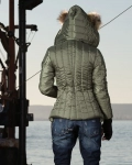 Snow Pom Pom Quilted Jacket, Green Color