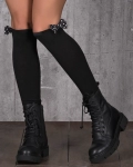 Vivid Black Leg Warmers With a Bow, Multi Color