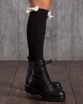 Vivid Black Leg Warmers With a Bow, Multi Color