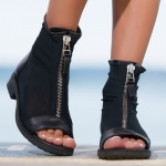 Napoli Peep toe ankle boots , Black Color
